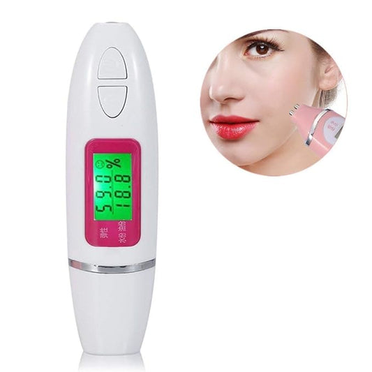 Skin Analyzer, Digital Skin Tester, LCD Display Precision Skin Sensor Tester, Handheld And Portable Facial Water Analyzer (White)
