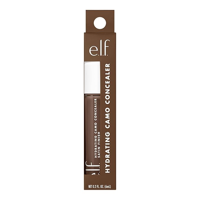 e.l.f. Hydrating Camo Concealer, Covers Blemishes & Under-Eye Circles, Full-Coverage & Delivers A Satin Finish, Vegan & Cruelty-Free, Rich Walnut