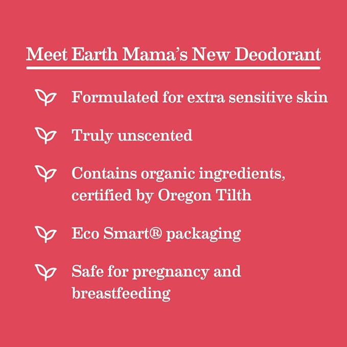 Earth Mama Simply Non-Scents Deodorant | Fragrance-free + Safe for Sensitive Skin, Pregnancy and Breastfeeding, Contains Organic Calendula and Coconut Oil, No Baking Soda or Aluminum, 2.65-Ounce