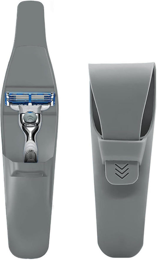 LinMei Silicone Razor Travel Case, Blue+Black, Compatible with Gillette, Parker, Merkur Razor (Gray 2pcs) (Gray 2pcs)