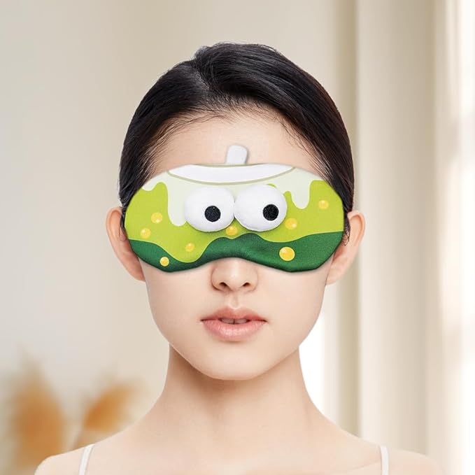 PERFECTSIGHT Sleep Eye Masks, Cute Plush Sleep Eye Cover Lightweight Adjustable Eyeshade Faux Fur Mask Cover for Women Men Sleep Travel Nap, Bubble Tea