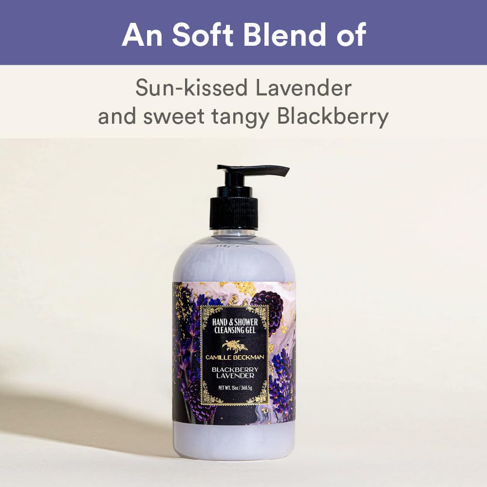 Camille Beckman Hand and Shower Cleansing Gel, Blackberry Lavender, 13 Ounce