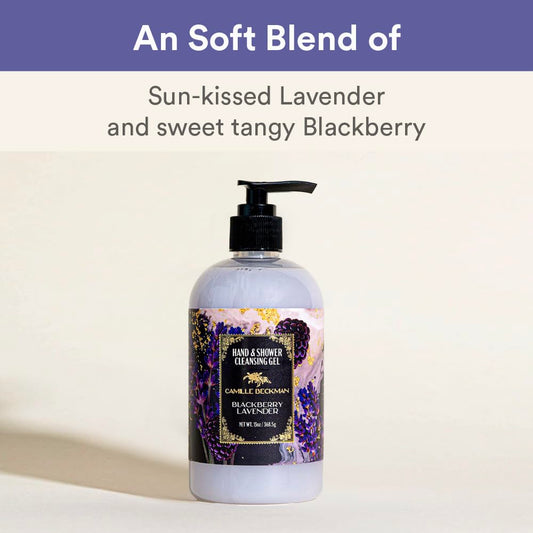 Camille Beckman Hand and Shower Cleansing Gel, Blackberry Lavender, 13 Ounce