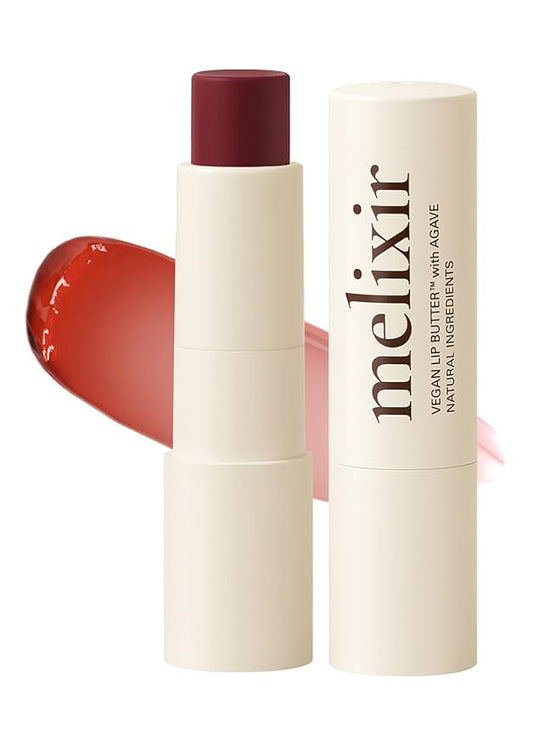 Melixir Vegan Lip Butter #06 Lust Red (+11 more colors), Deep Nourishing Tinted Lip Balm for Dry Lips, Bee-Free, Petrolatum-Free, Plant-Based, Hydrating for Cracked & Chapped Lips, Travel Essentials
