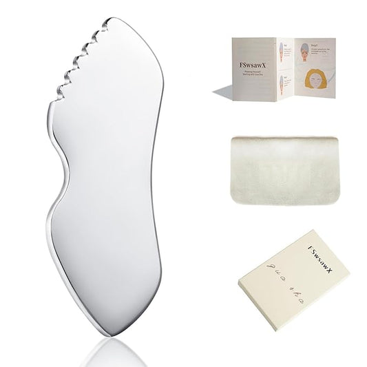Stainless Steel Gua Sha Facial Tools, Face Comb & Massager Metal Gua sha Tool for Blood Circulation & Lymphatic Drainage, Body and Face Gua Sha Stone for Tighten Skin