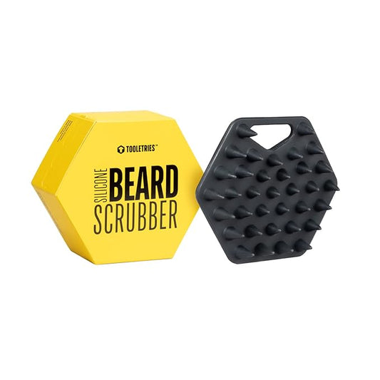 TOOLETRIES Beard Scrubber - Silicone Beard Brush & Exfoliator for Men, Deep Cleans & Unclogs Pores, Ergonomic Handle Design, Removes Beardruff - Charcoal