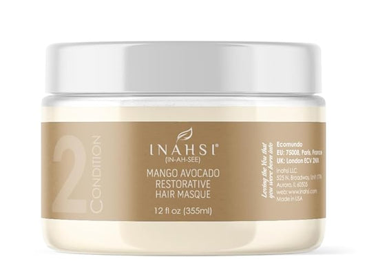 Mango Avocado Restorative Hair Masque | Deep Conditioner for Men, Women & Kids with Curly Hair | Hair Products for Natural Curls - 12 oz | Made in the USA
