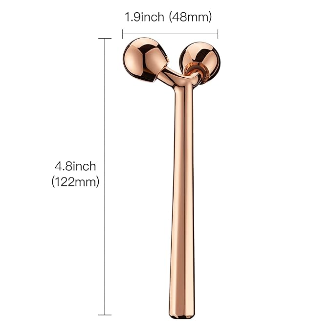 Tekson Face Roller, Facial Metal Massager, Massage Tool for face (Rose)