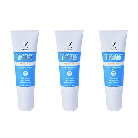 Zealios LipGuard - SPF 28 - UVA/UVB Sunscreen Protection & Repair Chapped Lips - Broad Spectrum Protection Lip Balm - Sensitive Skin Safe - Paraben Free Coconut Jojoba Oils Lip Applicator - Pack of 3