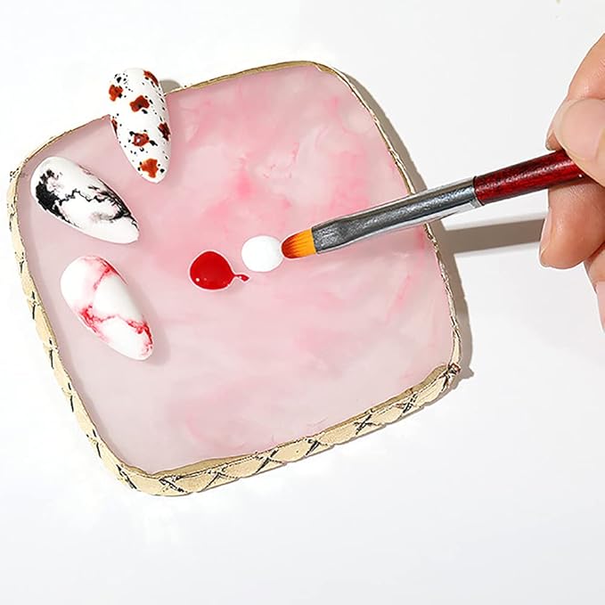 Square Nail Art Palette Painting Makeup Palette Tray Cosmetic Nail Gel Polish Colors Mixing Pallet White