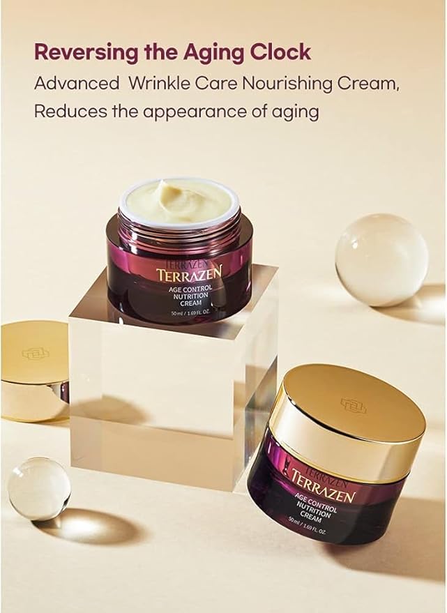 Terrzen Korean Face Cream Age Control Nutrition, 1.69 fl.oz. (50ml), Reduce Wrinkle, Hyaluronic Acid + Plant Stem Cell + Real Protein + Plant Squalane