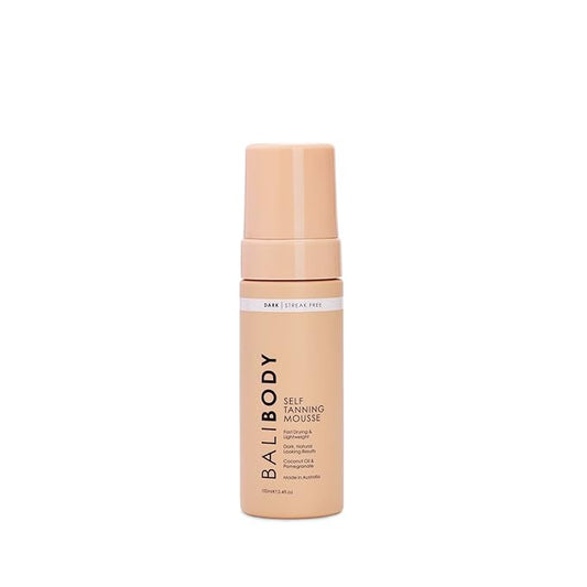 Bali Body Self Tanner Mousse Dark – Sunless Tanning Foam for Body | Natural, Streak-Free, Fake Tan | Vegan, Cruelty-Free, Organic Self Tan Mousse for All Skin Types (100ml/3.4 fl oz)