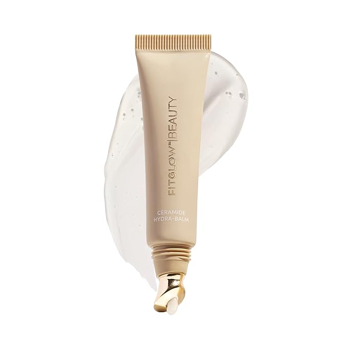 Fitglow Beauty Ceramide Hydra-Balm Lip Gloss | Hydrating Lip Serum with Peptides & Glutathione | Plumping & Anti-Aging Lip Skincare | Dry & Chapped Lip Repair | Vegan & Cruelty-Free | 12g - 24Hour