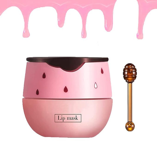 Strawberry Lip Sleeping Mask,Plumping Lip Hydrating Bee Lip Balm Honey Pot Propolis Moisturizing Lip Balm With Stick,Lip Exfoliating Bee Lip Balm Sleeping Lip Mask