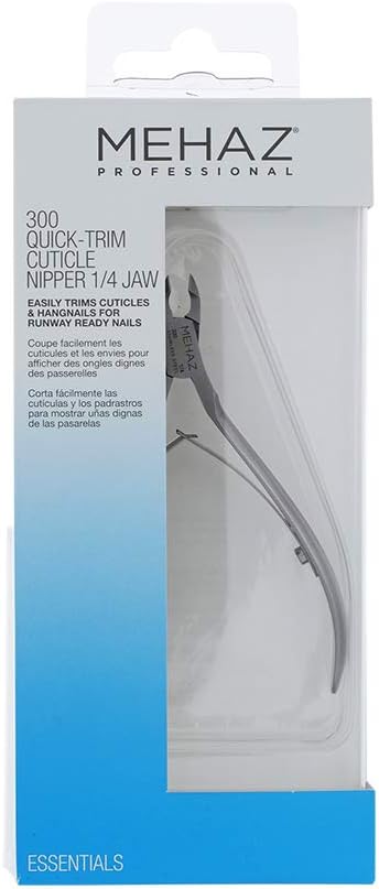 Mehaz Quick Trim Cuticle Nipper, 1/4" Jaw, Stainless Steel with Double Spring Lap Joint