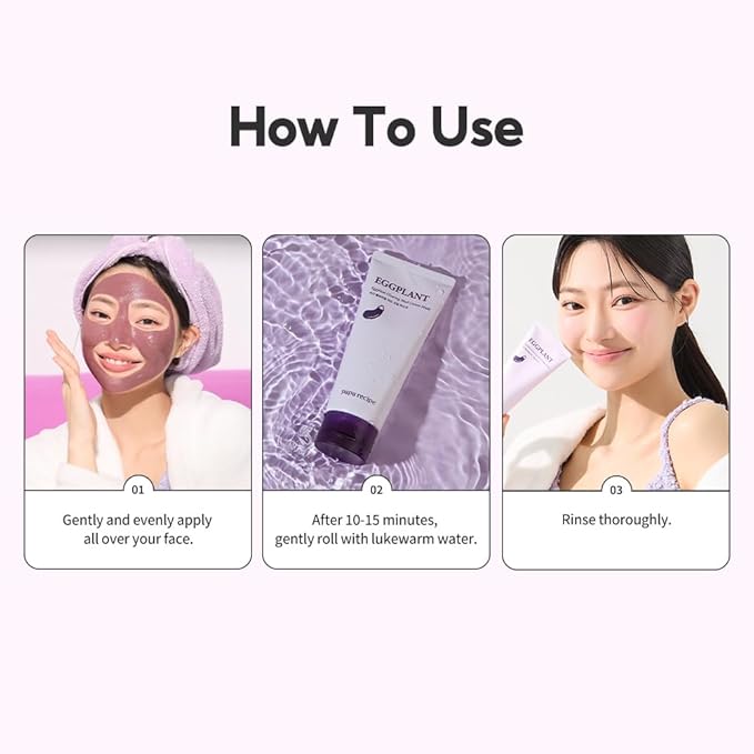 Papa Recipe Kaolin Mud Mask with Eggplant Extract – Hydrating Creamy Clay Mask for Pore Care, Gentle Exfoliation & Daily Use – With 6 Types of Hyaluronic Acid & Cica – Korean Skincare