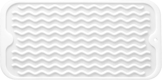 Silicone Dish Drying Mat for Multiple Usage,Easy clean,Eco-friendly,Heat-resistant Silicone Mat for Kitchen Counter or Sink,Refrigerator or Drawer Liner White S 12 inches x 6 inches