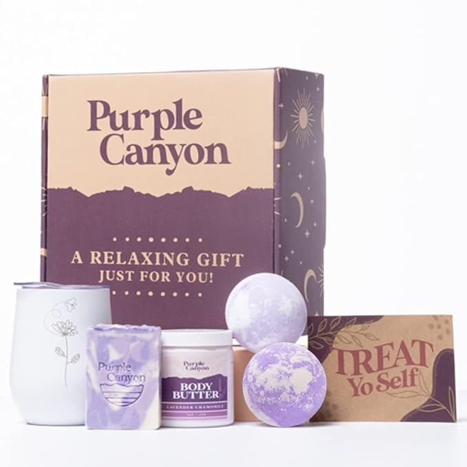 Purple Canyon Bath Gift Set for Women | Relaxing Lavender and Lilac Self-Care Gift for Women