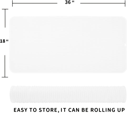 Silicone Dish Drying Mat for Multiple Usage,Easy clean,Eco-friendly,Heat-resistant Silicone Mat for Kitchen Counter or Sink,Refrigerator or Drawer Liner Translucent 5XL 36inches x 18inches