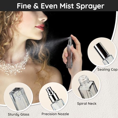 Segbeauty 10pcs Refillable Colorful Travel Perfume Bottle, 10ML Multi-color Empty Glass Atomizer, 0.34oz Portable Sprayer