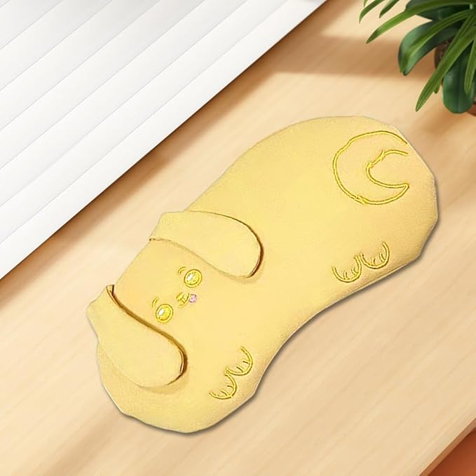 PERFECTSIGHT Eye Mask, Cute Plush Lightweight Adjustable Eyeshade, Faux Fur Cover for Women Men Sleep Travel Nap, Yellow Puppy