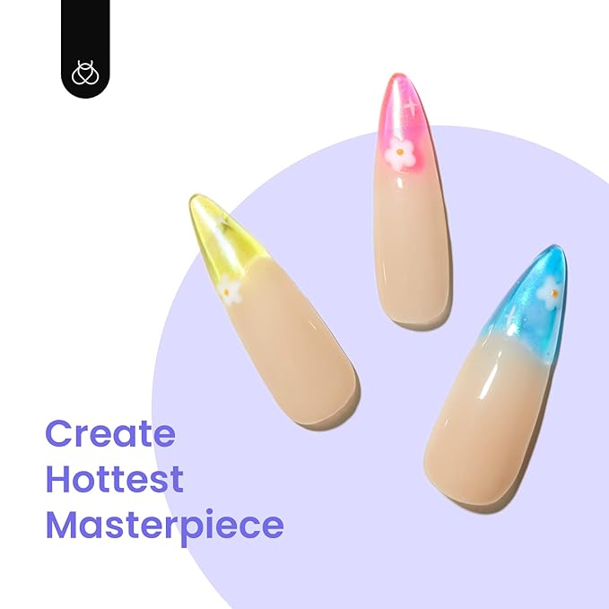 Beetles Neon Gel Nail Polish Set, 6 Summer Colors Jelly Gel Polish Kit Pink Orange Yellow Blue Green Purple Sheer Translucent Effect Soak Off UV French Nail Art Manicure Gifts for Girls Women
