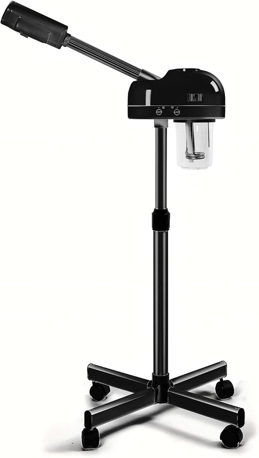 Stand Professional Ozone Facial Steamer with Touch Control, Hot Mist Function, Adjustable Height & Rolling Base, 360° Rotatable Nozzle, Use for Home, Salon SPA (Black)
