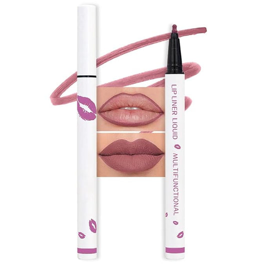 evpct Longwear Liquid Lip Liner Stain Marker Pen Long Lasting Waterproof, Mauve Purple Matte Semi Permanent 24 Hour Lip Liner and Lipstick Combo, Korean Color Stay Lipliner All Day Lips Stain peel off
