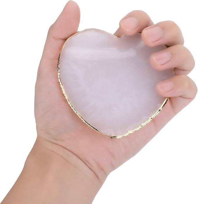 Resin Nail Art Palette Nail Mixing Palette Polish Color Mixing Plate Golden Edge Nail Holder Display Board Heart Shape Cosmetic Mixing Tools