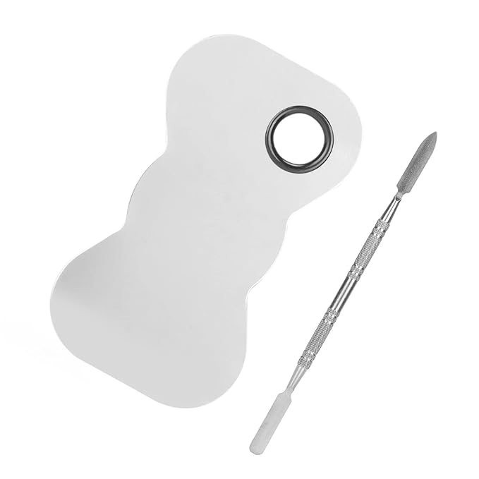 Cosmetic Makeup Palette Spatula, Mixing Bow Shape Stainless Steel Makeup Palette for Cosmetic Blend