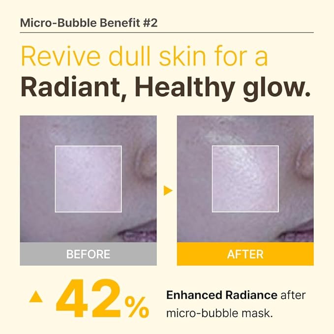 MENOKIN 30 Seconds Quick Bubble Mask [BRIGHT] - [Vitamin C] [Glutathione & Niacinamide] in Micro-bubbles for Dark Spots, Uneven Skin Tone, Korean Skin Care Essential, 70 Uses, 3.21 fl.oz