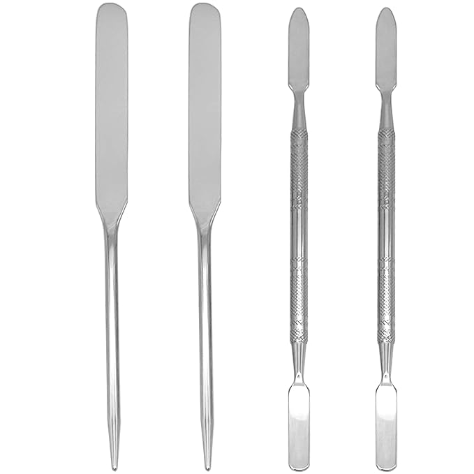 Foundation Spatula Stainless Steel Makeup Mixing Tool Cosmetic Metal Mixer Tool for Professional Color Nail Art Lab Pigment Blending Stick Silver