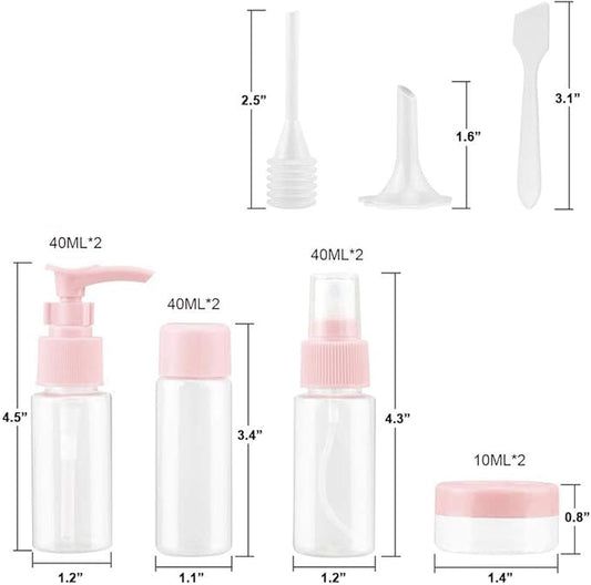 Vitog Travel Bottles Kit, TSA Approved Leak Proof Portable Toiletry Containers Set, Clear PET Flight Size Cosmetic Containers for Lotion, Shampoo, Cream, Soap, Set of 11