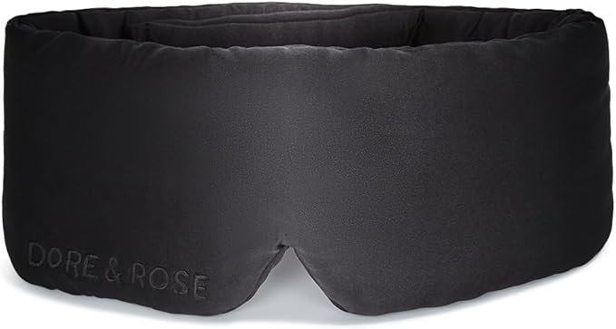 Dore & Rose Deep Sleep Mask Light Blocking, 23 Momme Mulberry Silk Eye Mask, Ultra Soft, Adjustable - Travel Sleeping Mask for Men & Women - Black