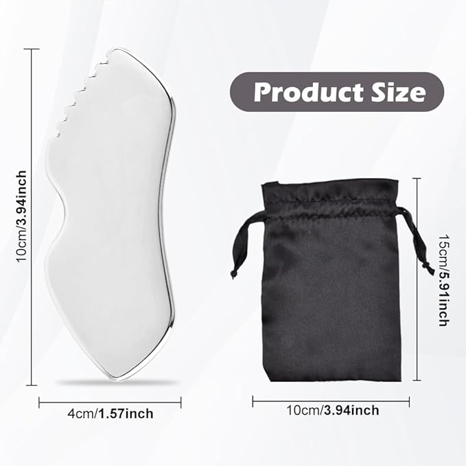 Stainless Steel Gua Sha Facial Tools, Upgrade Gua Sha for Facial Skin, Portable Eyes Neck Massage, Metal Gua Sha Tighten Skin Massage Guasha Beauty Tool