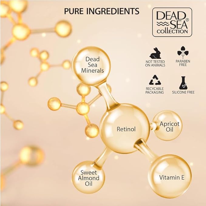 Dead Sea Collection Facial Kit Retinol - Day Cream (1.69fl.oz/50ml jar) & Facial Serum (1.69fl.oz/50ml bottle) - Pure Dead Sea Minerals - Anti-Wrinkle Hydration Smooth and Moisturized Skin