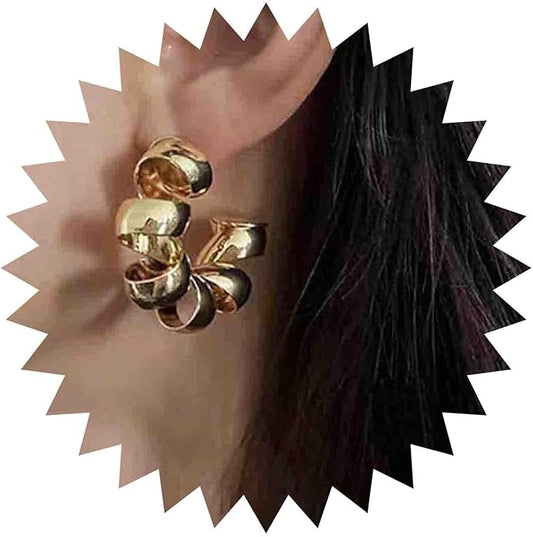 Vintage Exaggerated Irregular Circle Earrings Twist Hoop Earrings Twisted Rope Round Earrings Gold Circle Hoop Dangle Earrings Jewelry for Women