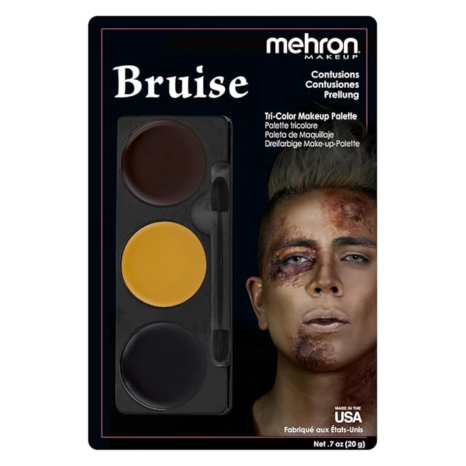 Mehron Makeup Tri-Color Character Makeup Palette | Halloween, Special Effects and Theater Cream Makeup FX Palette | Face Paint Makeup .7 oz (20 g) (BRUISE)