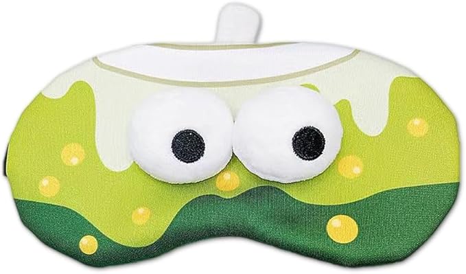 PERFECTSIGHT Sleep Eye Masks, Cute Plush Sleep Eye Cover Lightweight Adjustable Eyeshade Faux Fur Mask Cover for Women Men Sleep Travel Nap, Bubble Tea