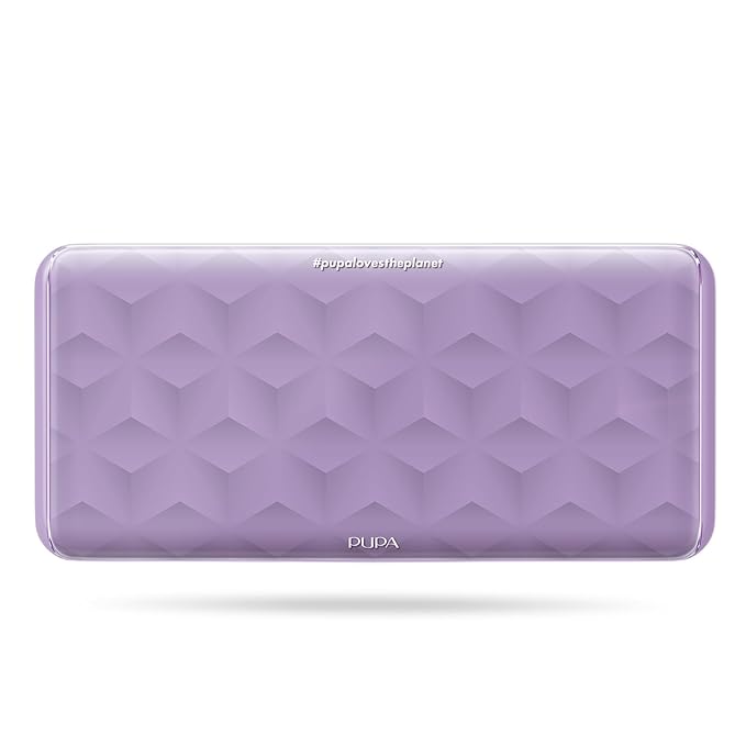 Pupa Milano Make-Up Palette L, 001 Lilac, 0.71 oz - 18 Pan Eyeshadow and Blush Palette, Matte, Shimmer, Metallic Finishes - Blendable Velvety Texture Blush Powder - Talc-Free - Eco-Friendly Packaging