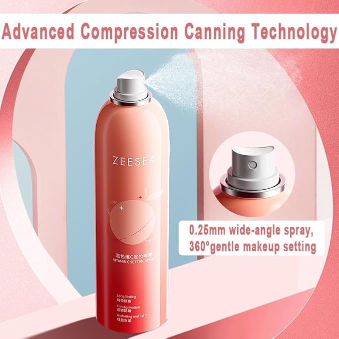 zeesea Vitamin C Hydrating Makeup Setting Spray for Face, Waterproof Make up Setting Fixer Mist type Spray, Long-lasting for 16 hours, Oil Control, 2pcs
