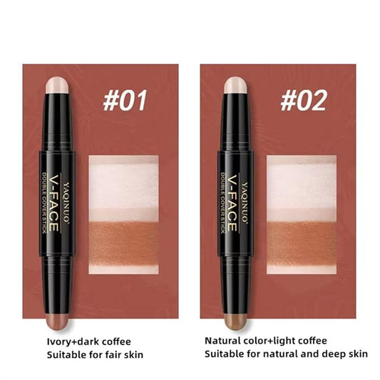 Double head outline pen, fluorescent pen stick, concealer, durable waterproof cosmetic pen, corrective makeup (#1)