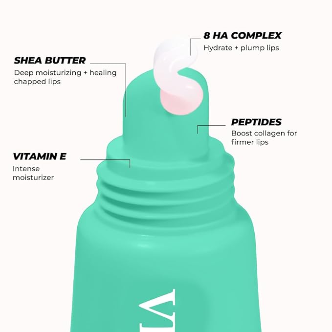 Vitamasques Lip Butter Balm - Sweet Mint, Korean Lip Balm - Peptide Lip Treatment - Lips Balm Hydrating - Light Tinted Lips balm - Made in Korea - 0.33 fl.oz