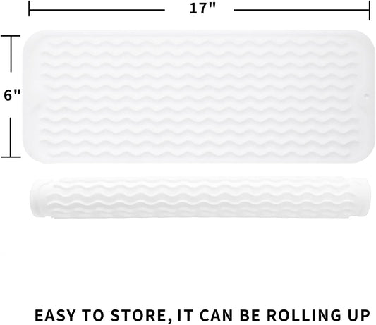 Silicone Dish Drying Mat for Multiple Usage,Easy clean,Eco-friendly,Heat-resistant Silicone Mat for Kitchen Counter,Sink,Bar,Bottle,or Cup Translucent M 17 inches x 6 inches