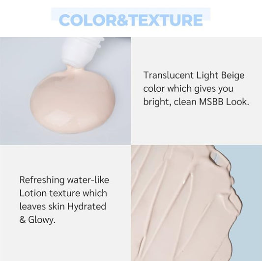 numbuzin No.1 Pure Glass Clean Tone Up | Hyaluronic Acid, Glossy Finish, Tinted, Light Beige Color | 1.69 fl oz