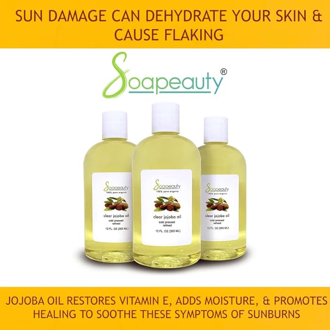Soapeauty Clear Jojoba Oil | 100% Pure & Natural | Refined, Cold Pressed, Hexane Free | Moisturizing Oil for Skin, Face, Hair & Nails | 12 fl oz