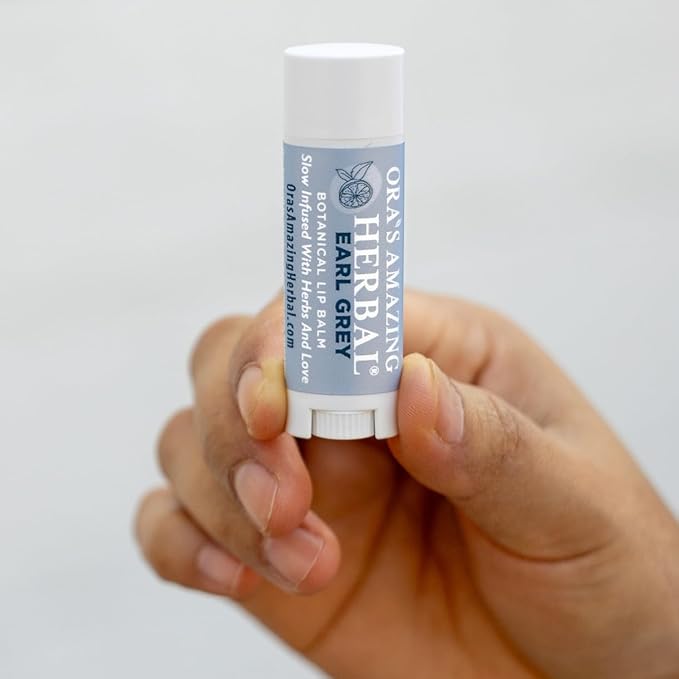 Natural Earl Grey Lip Balm, Bergamot Essential Oils Paraben Free, Healthy Lip Balm For Dry Cracked Lips 2 Pak With Organic Coconut Oil No Synthetic Fragrance Made In USA Ora's Amazing Herbal 2 Pak
