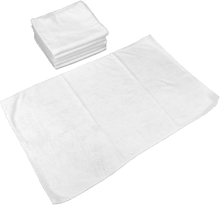 Arkwright Microfiber Gym Towel - Bulk Case of 180 - Super Soft, Quick Dry Workout Sweat Towels, 300 GSM Lightweight & Absorbent for Sports, Working Out, Yoga, and Spa, 16 x 27 in, White