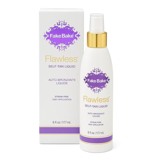 Fake Bake Flawless Self-Tanning Liquid Streak-Free, Long-Lasting Natural Glow For All Skin Tones - Sunless Tanner Includes Professional Mitt For Easy Application, Black Coconut Scent - 6 oz