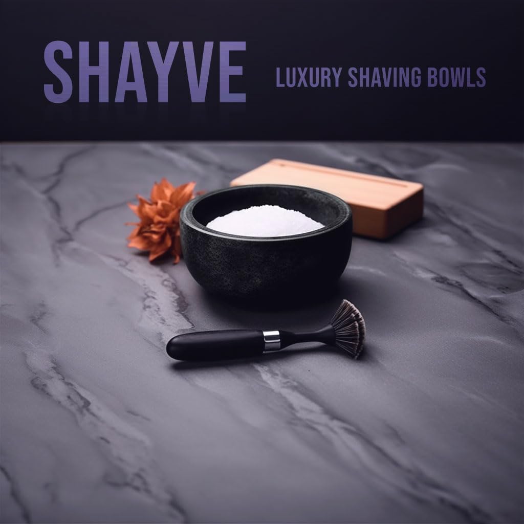 ShayVe Shaving Bowl for Shaving Soap & Cream — Marble Shave Bowl For Shaving Soap & Cream — Exquisite Heat Insulated Wet Shaving Kit Addition (White)